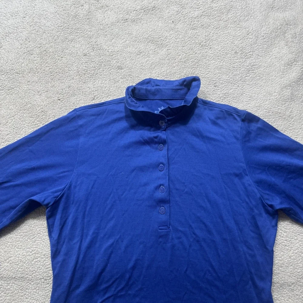 Peter Millar Pullover Shirt Mens Medium Blue Mock Neck Long Sleeve Golf Casual